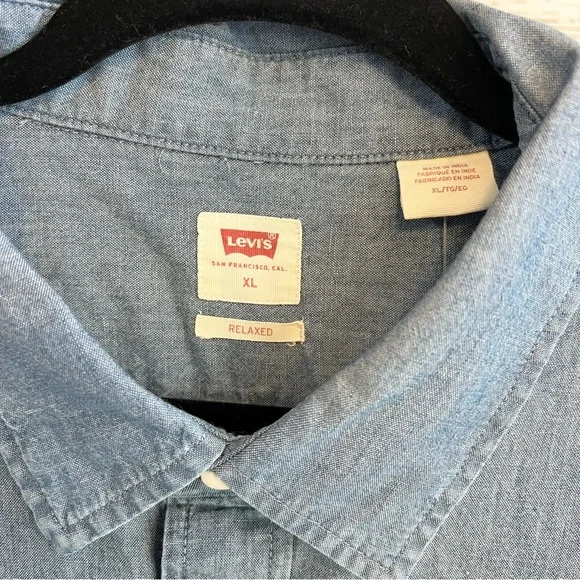 Men's Levi's The Worker Blue Button Down Long Sleeve Shirt XL NWT - Picture 3 of 11